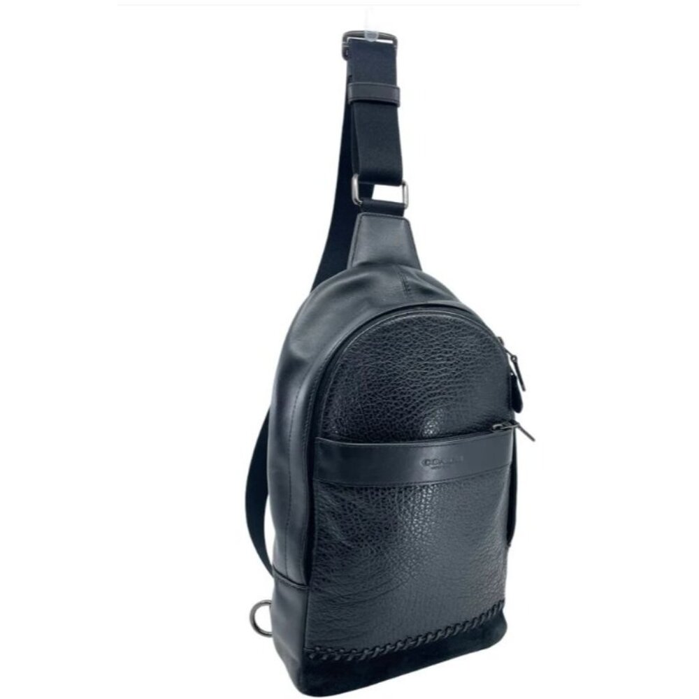 Coach Men's Leather Crossbody Messenger Backpack Bag Men Purse Black TRAVEL